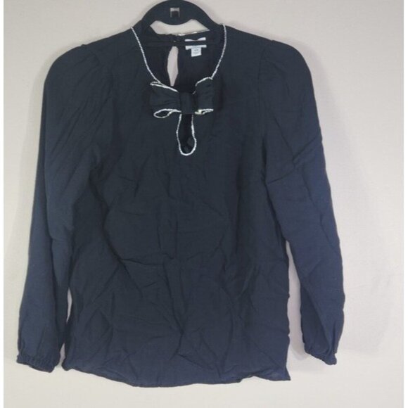 J. Crew Long Sleeve Viscose Jeweled bow top size XS - Picture 2 of 8